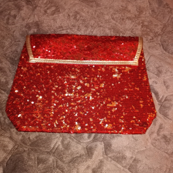 💕5 FOR 25$ Red Sequin & Gold Metallic Sparkly Makeup Bag + EXTRA MAKEUP BAG - Picture 4 of 5